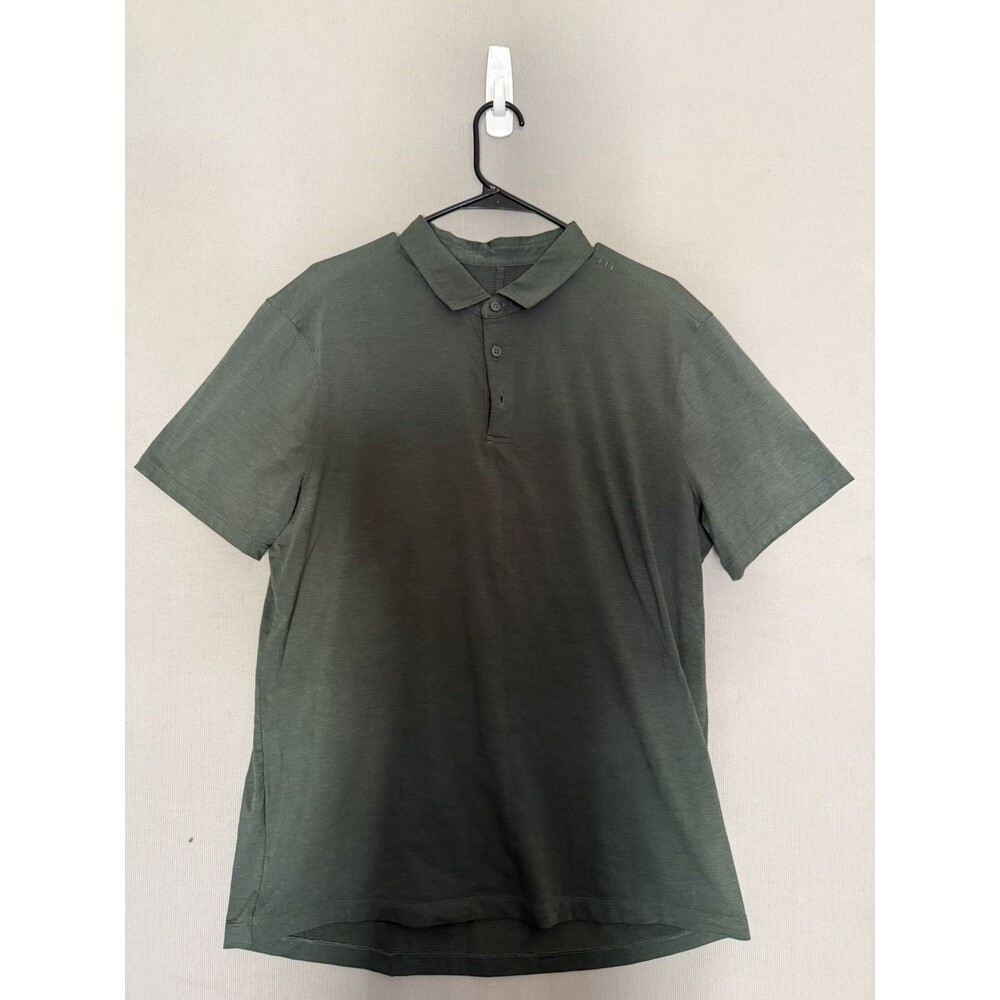Lululemon Shirt Mens XL Green Olive Evolution Polo Lightweight Stretch Knit